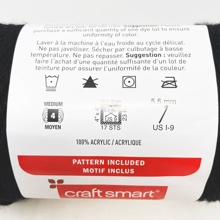 Black Craftsmart 7 oz Value Acrylic Yarn (1)