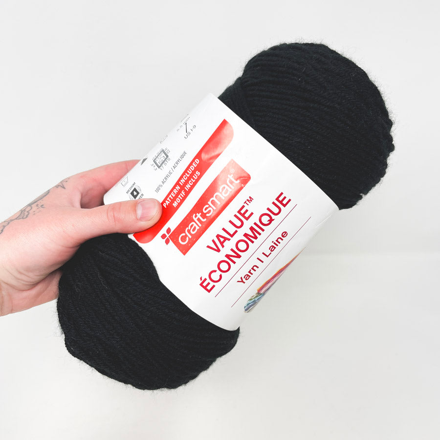 Black Craftsmart 7 oz Value Acrylic Yarn (1)
