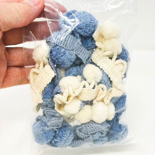 Blue & White Pom Pom Trim Bundle