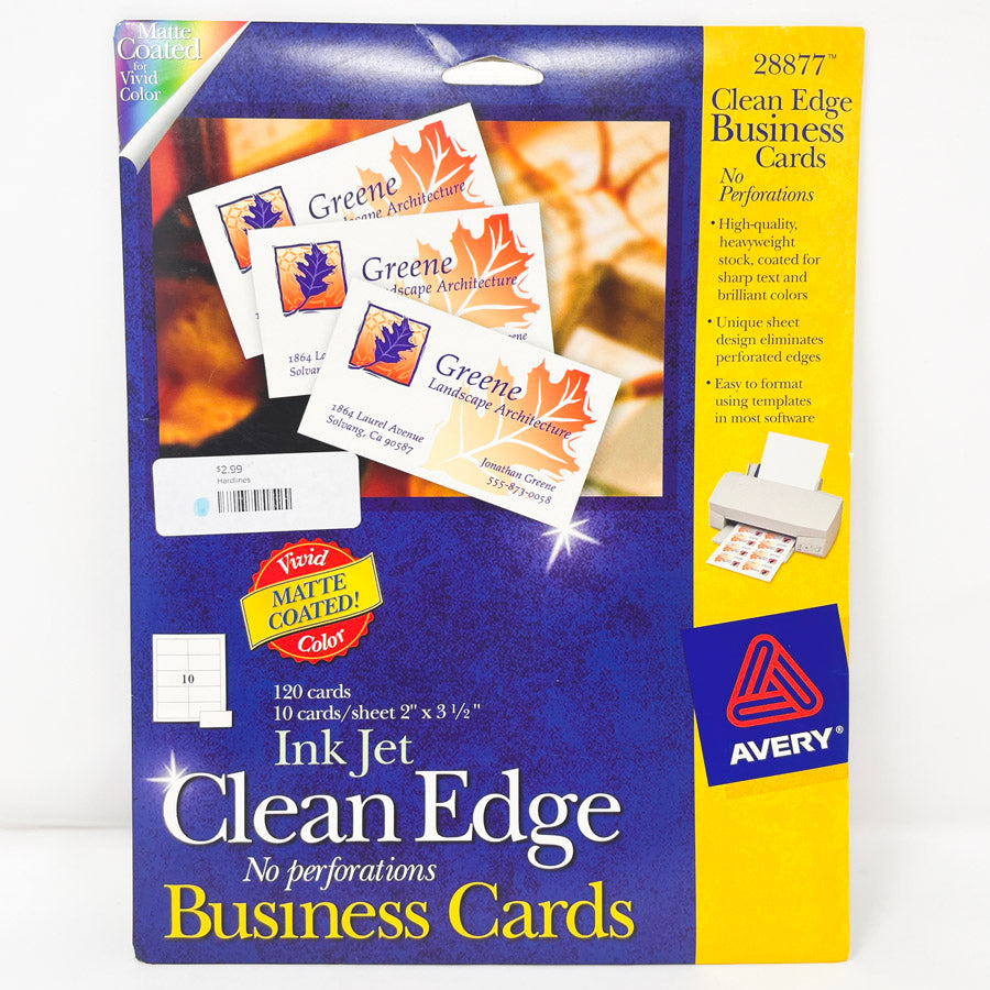 No Perforation - Avery Ink Jet Business Cards