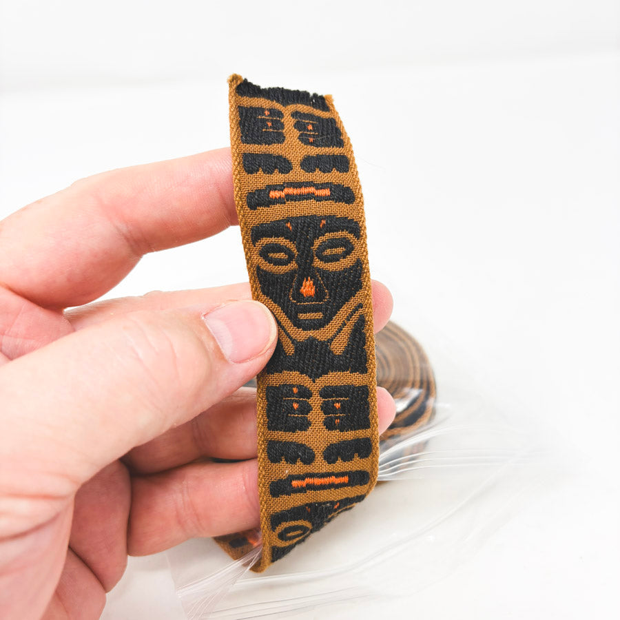 Black & Brown Patterned – 1" Woven Trim