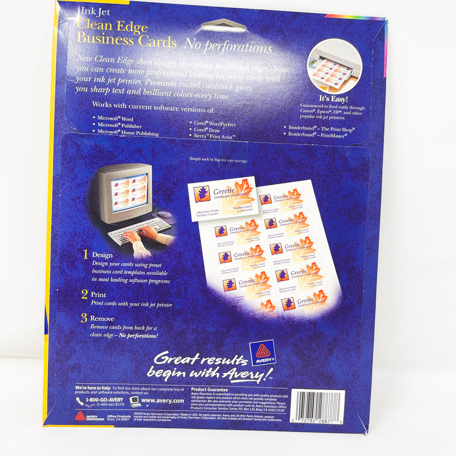 No Perforation - Avery Ink Jet Business Cards