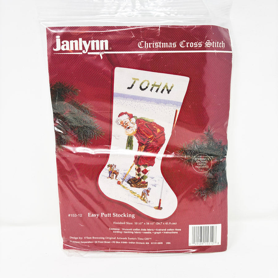 Janlynn Easy Putt Stocking Cross Stitch Kit (Started)