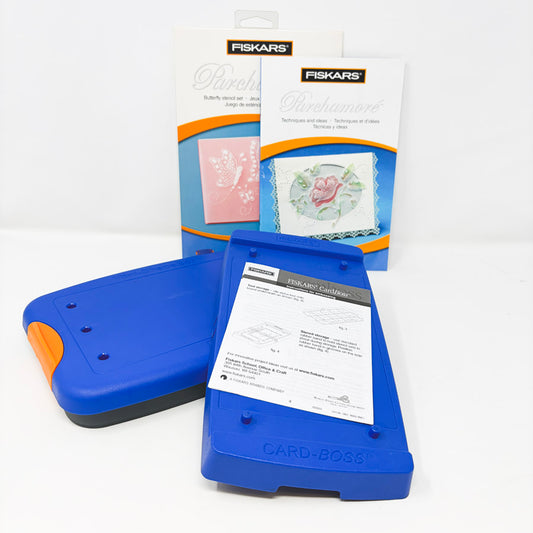 Fiskars Card & Shape Boss Bundle with Parchamore Stencil