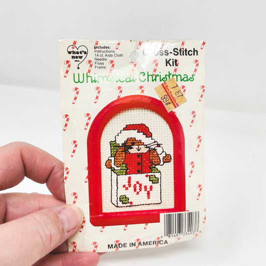 Vintage What's New Cat in a Box Cross Stitch Kit