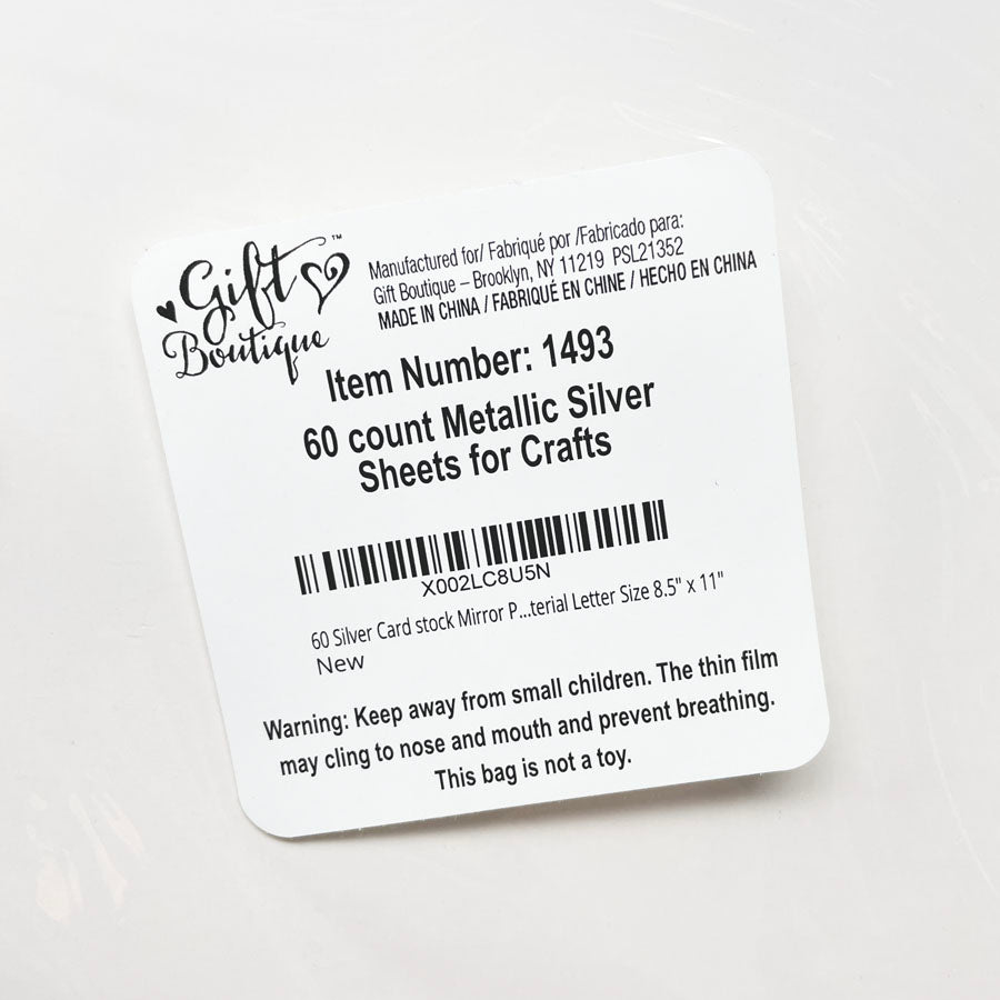 Gift Boutique Metallic Silver Sheets for Crafts