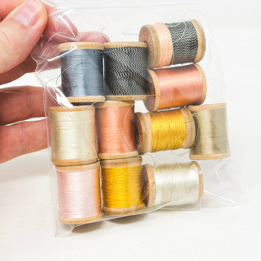 11 Vintage Small Wood Thread Spools