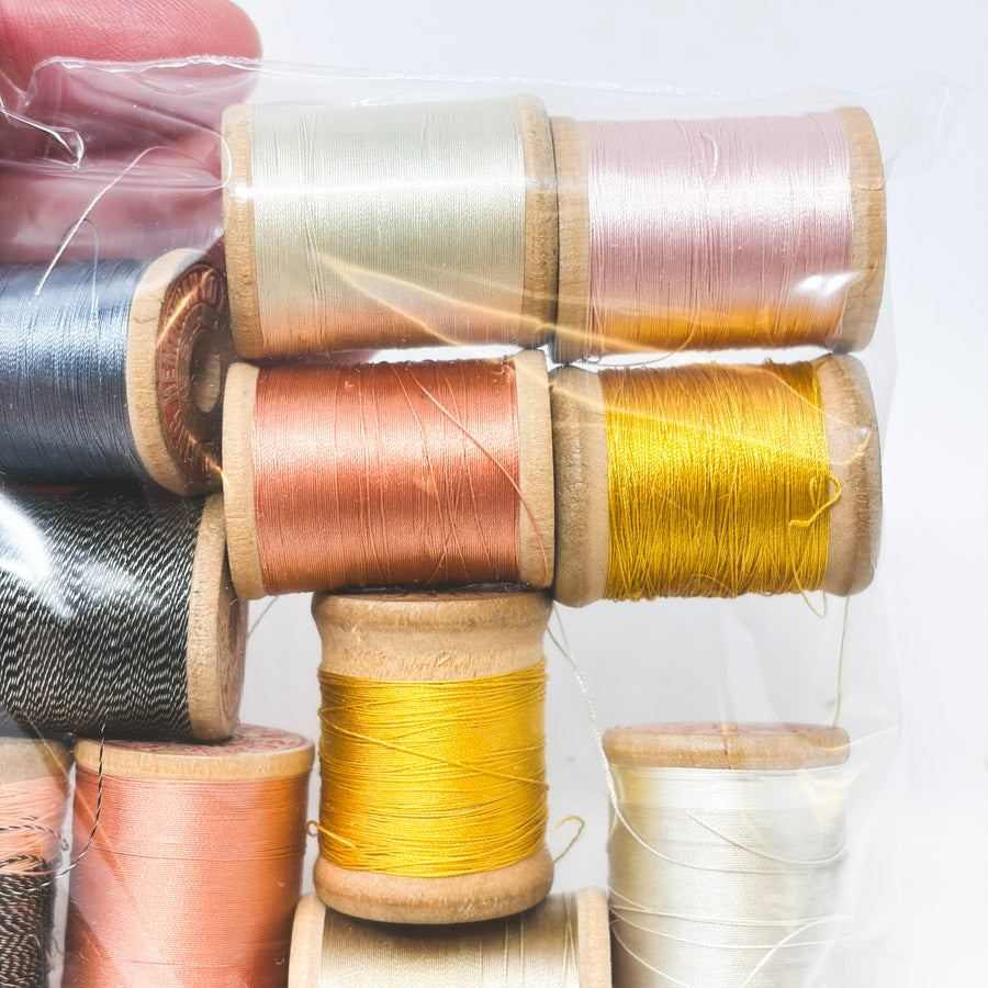 11 Vintage Small Wood Thread Spools