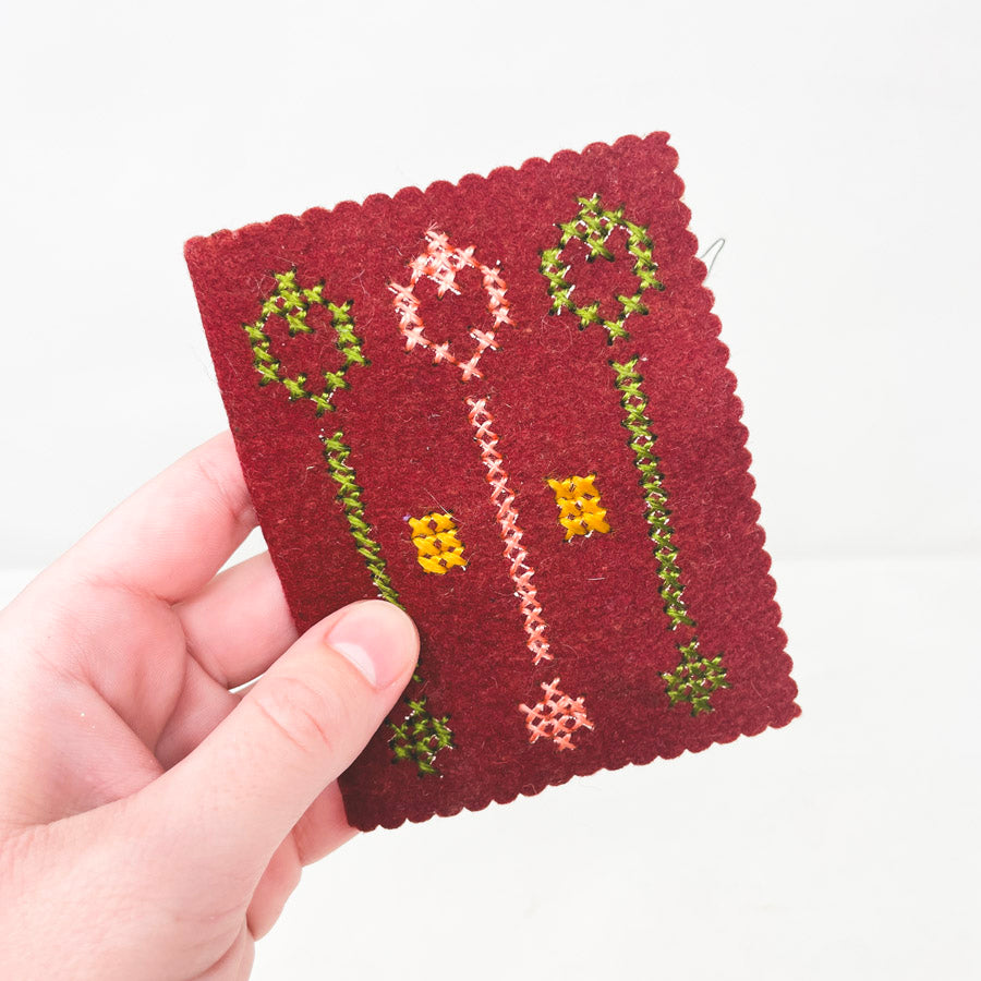Embroidered Needle Holder with Needles
