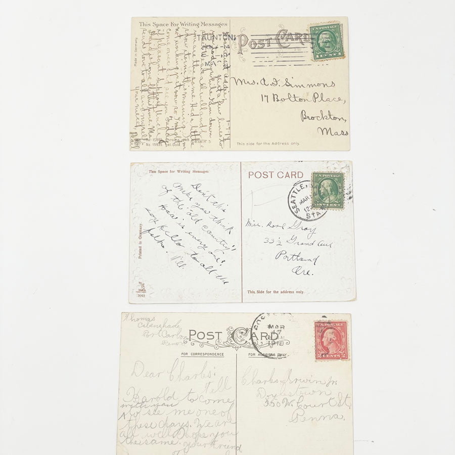 Eight Antique Edwardian New Year/St. Pats/Christmas Postcards