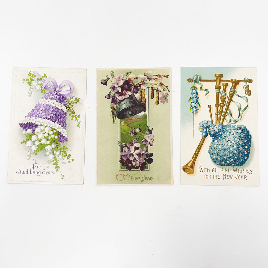Eight Antique Edwardian New Year/St. Pats/Christmas Postcards