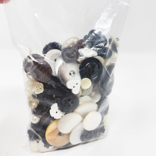 Vintage Buttons--Bag of Black/Brown/White