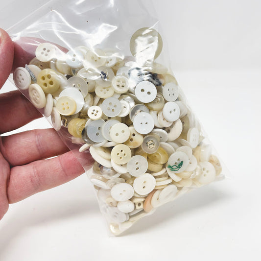 Vintage Buttons--Bag of Beige/White