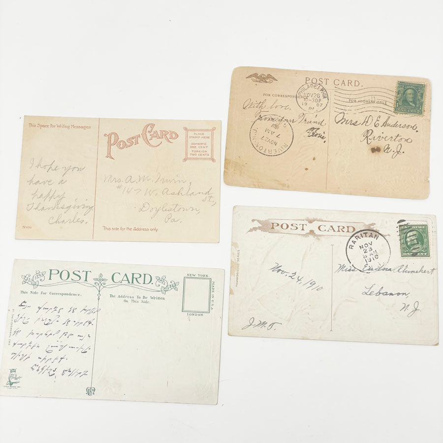 Eight Antique Edwardian Thanksgiving Postcards