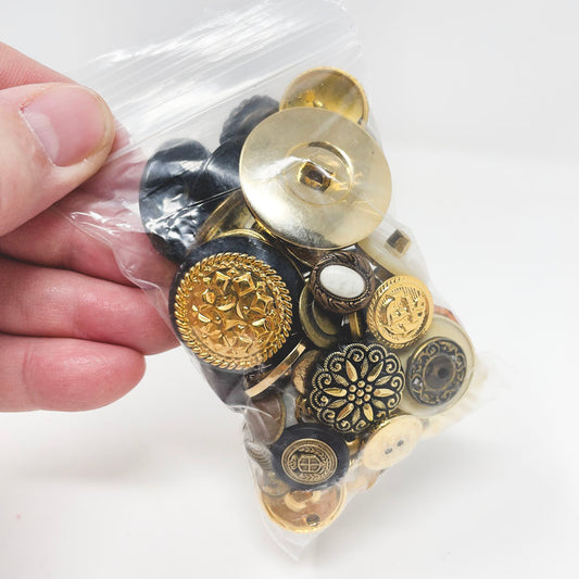 Vintage Buttons--Bag of Gold Metals