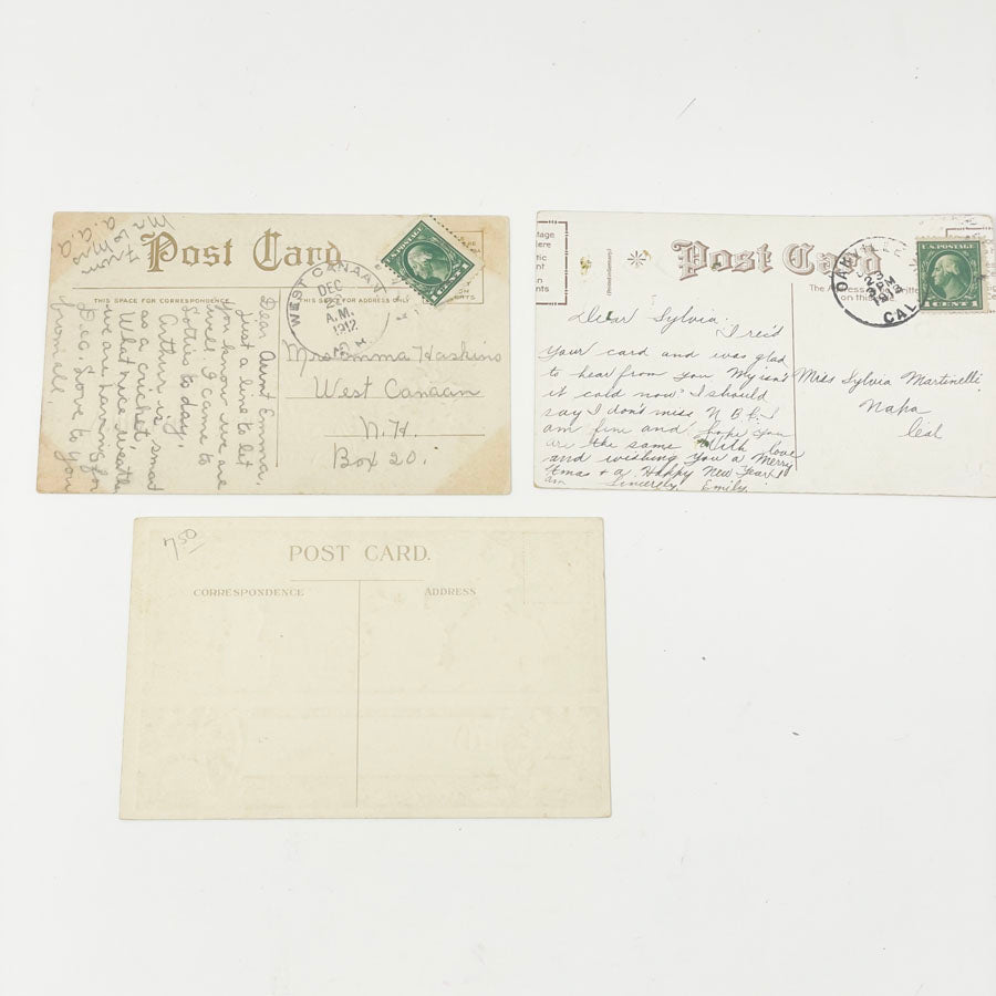 Seven Antique Edwardian New Year/Christmas Postcards
