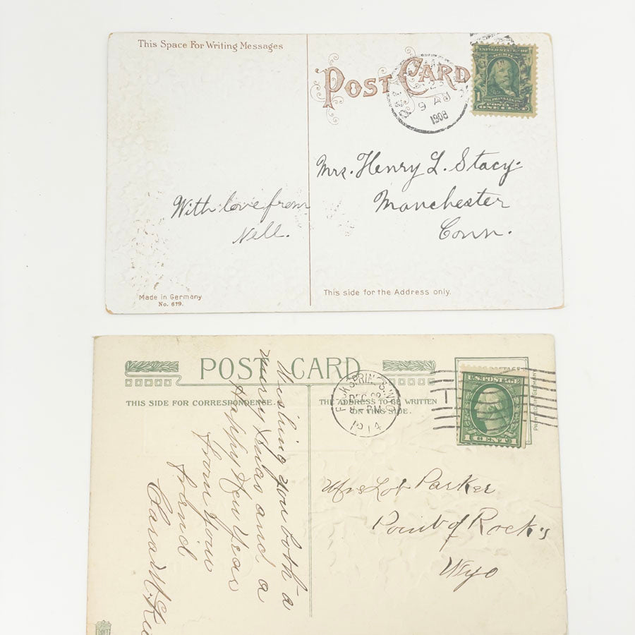 Eight Antique Edwardian New Year/St. Pats/Christmas Postcards