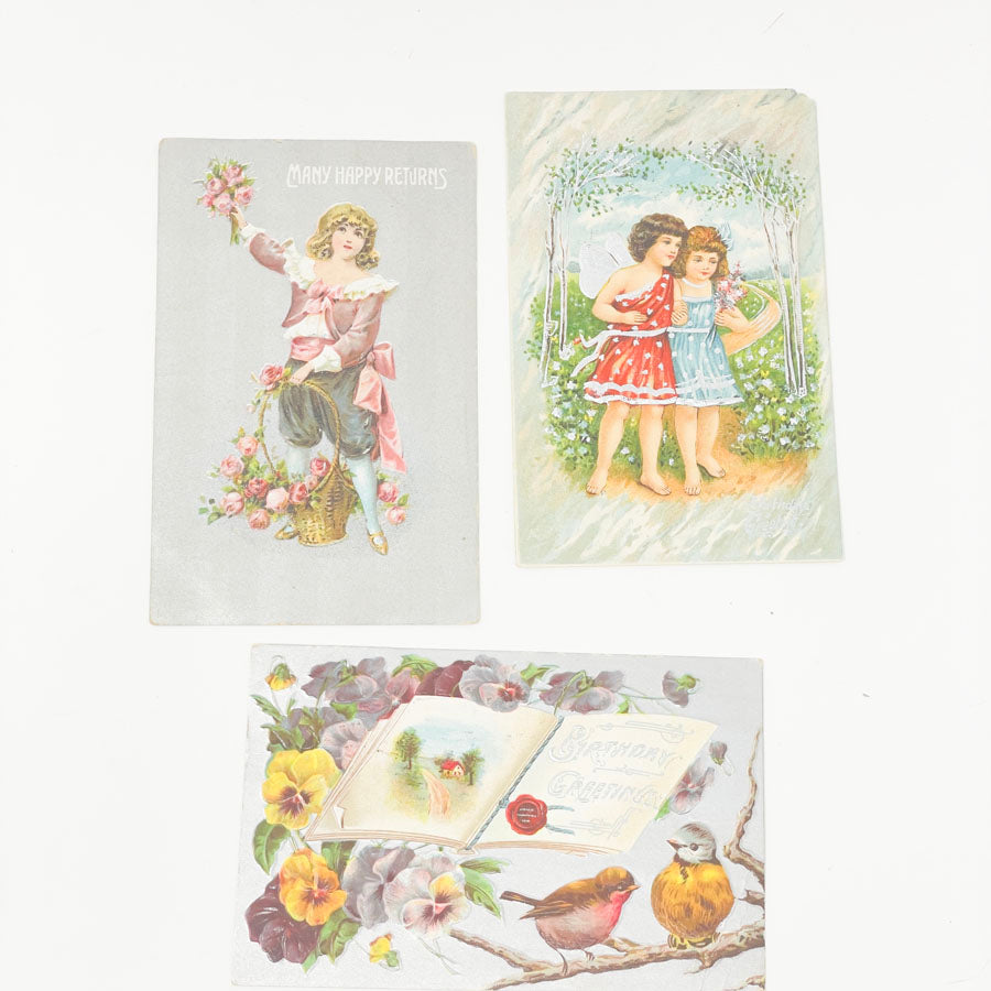 Nine Antique Edwardian Birthday Postcards