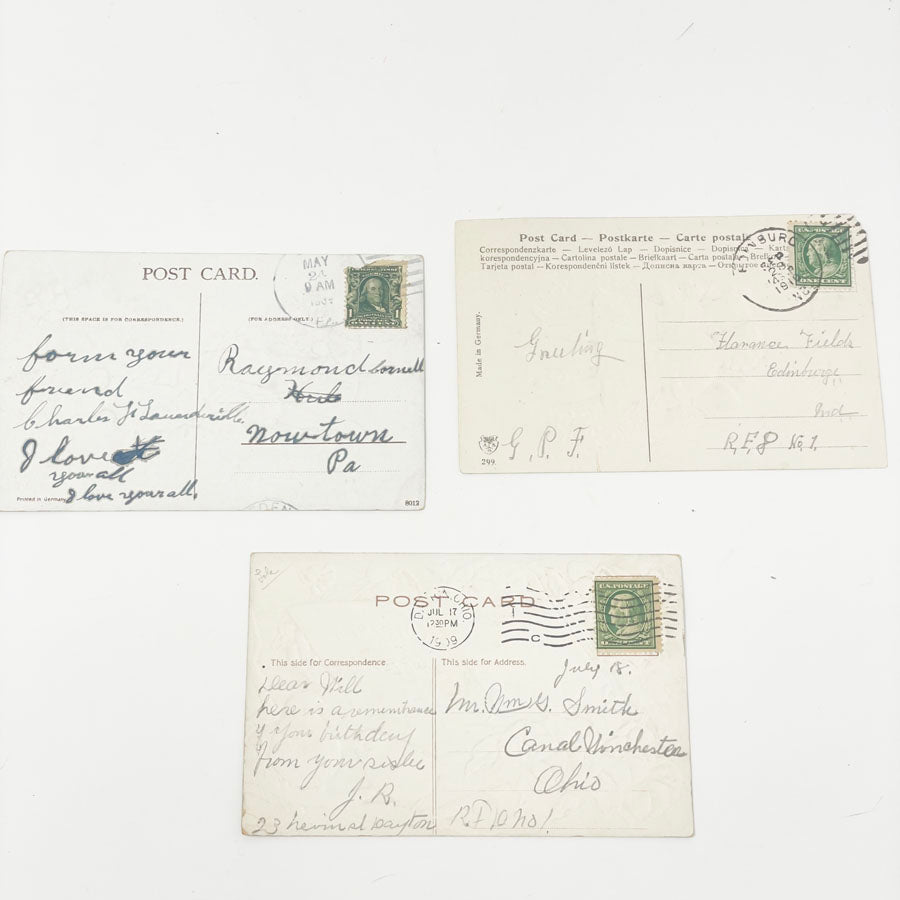 Nine Antique Edwardian Birthday Postcards