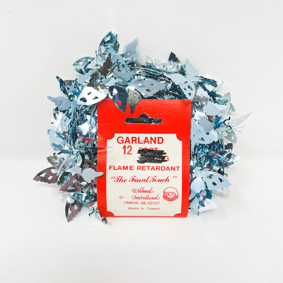 Wildwood International Metallic Blue Butterfly Garland