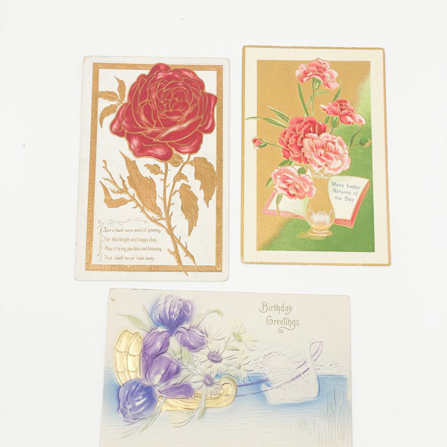 Nine Antique Edwardian Birthday Postcards