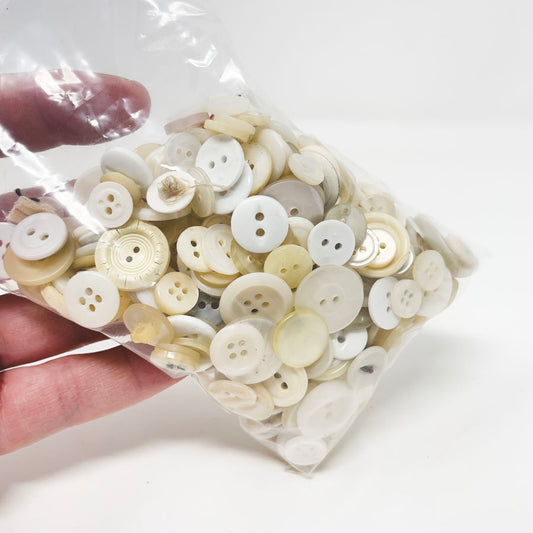 Vintage Buttons--Bag of Beige/White