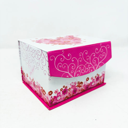 Pink Floral Heart Gift Box With Velcro Lid