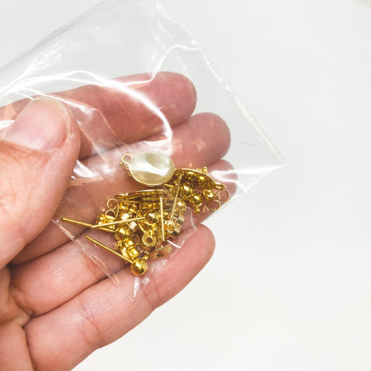 Gold Earrings Posts with Loops