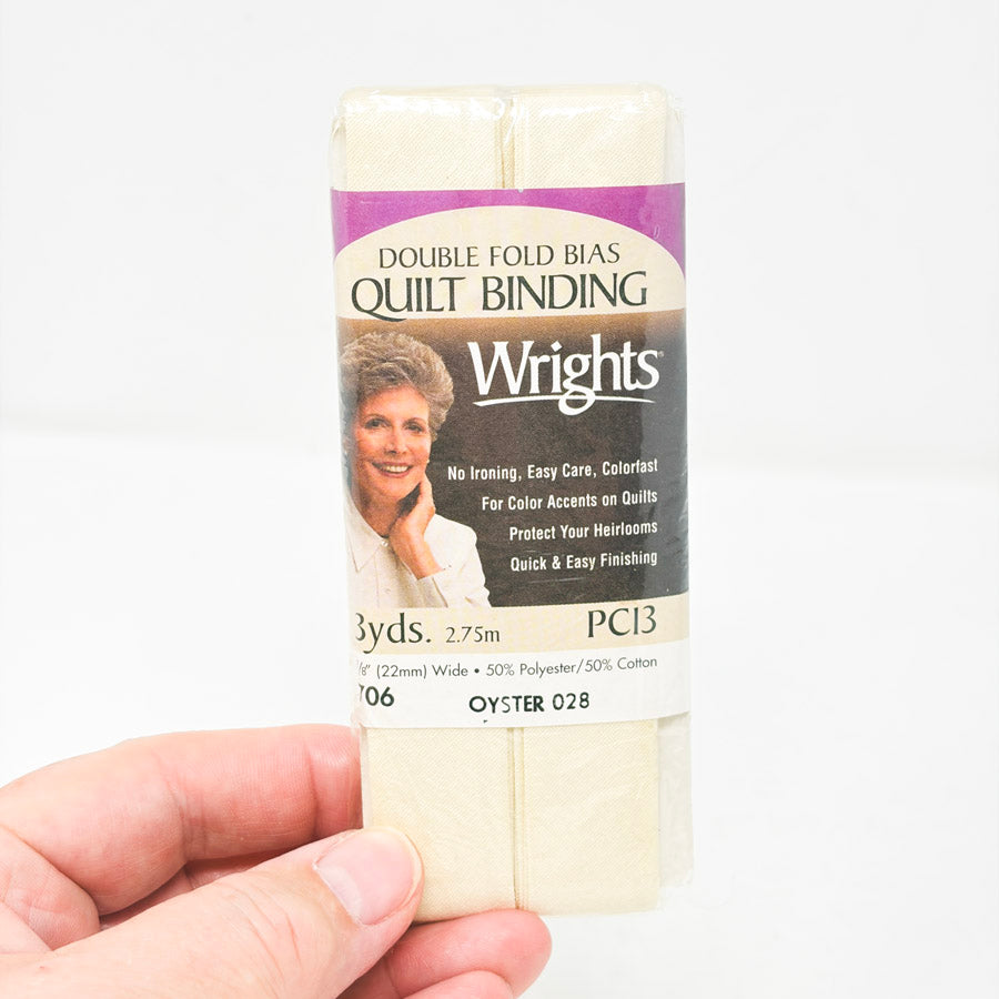 Wrights Double Fold Bias Quilt Binding (Oyster)