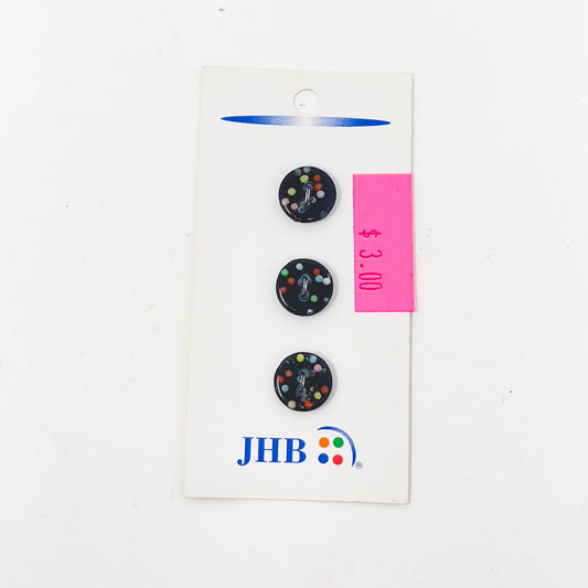 Black Confetti Buttons