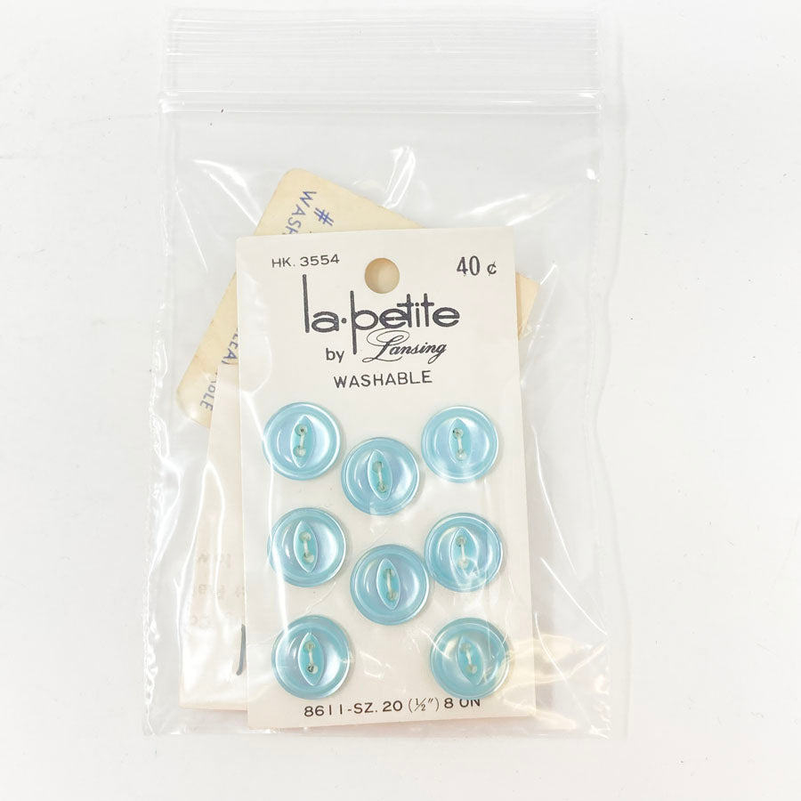 Bundle of 12 Light Blue Carded Buttons