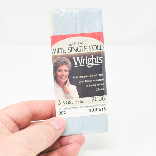Wrights Bias Tape Wide Single Fold (Blue)
