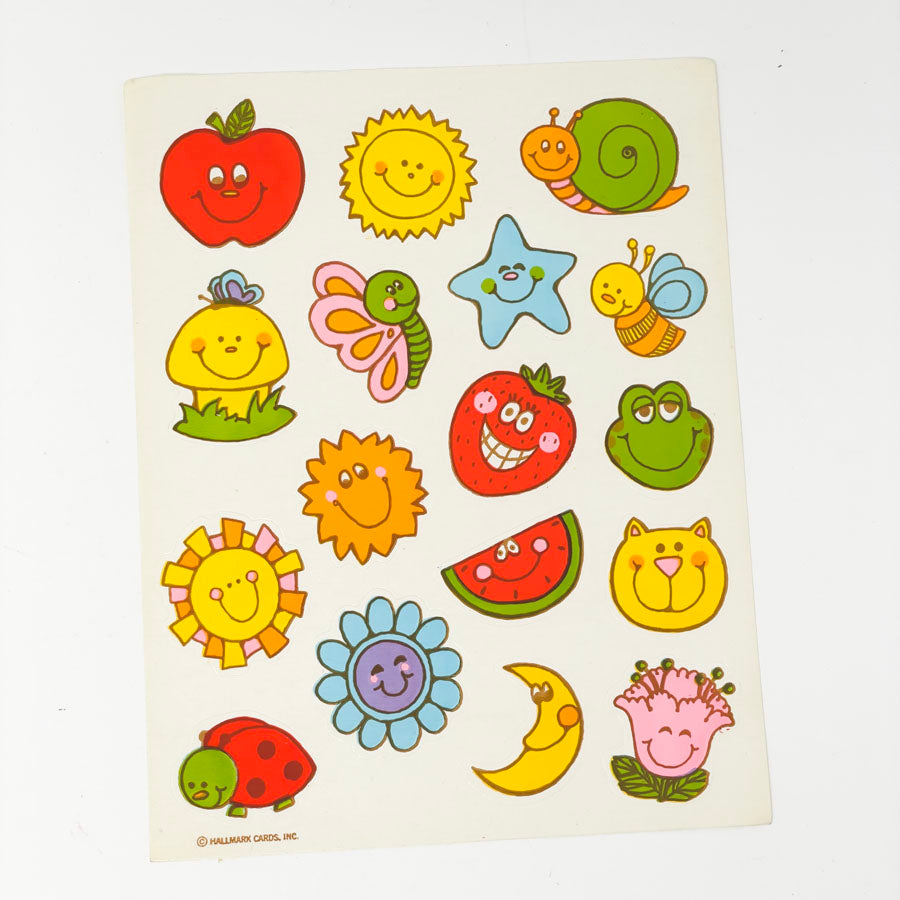 Vintage 1980s Hallmark Sticker Sheet - Smiley Faces (1)
