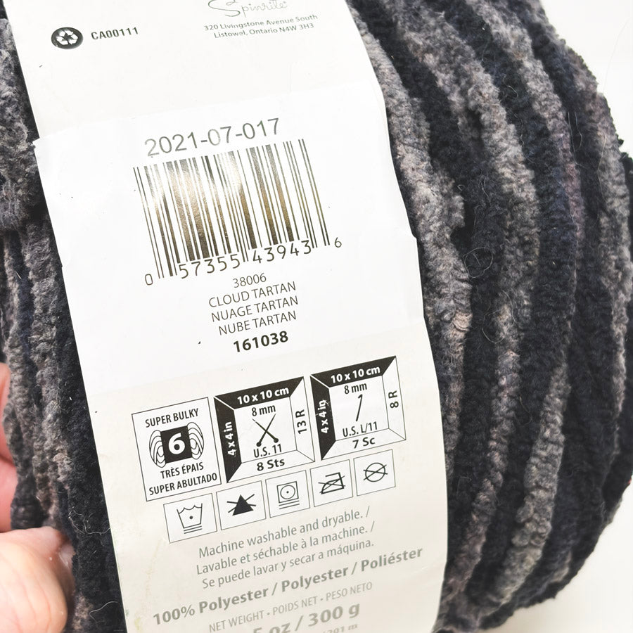 Bernat Blanket Color Pooling Chenille Yarn - Cloud Tartan