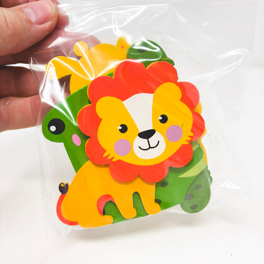Frog, Lion, and Giraffe Painted Wood Decor