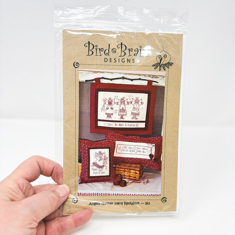 Bird & Brain Designs - 163 - Angels Gather Here Redwork