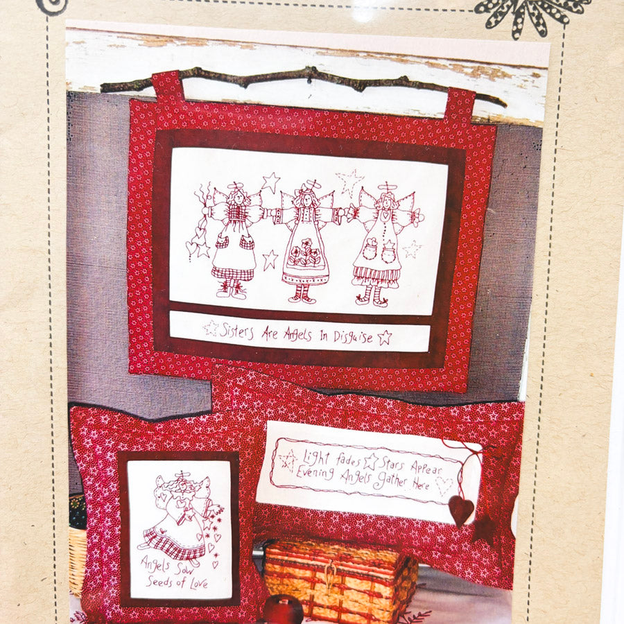 Bird & Brain Designs - 163 - Angels Gather Here Redwork