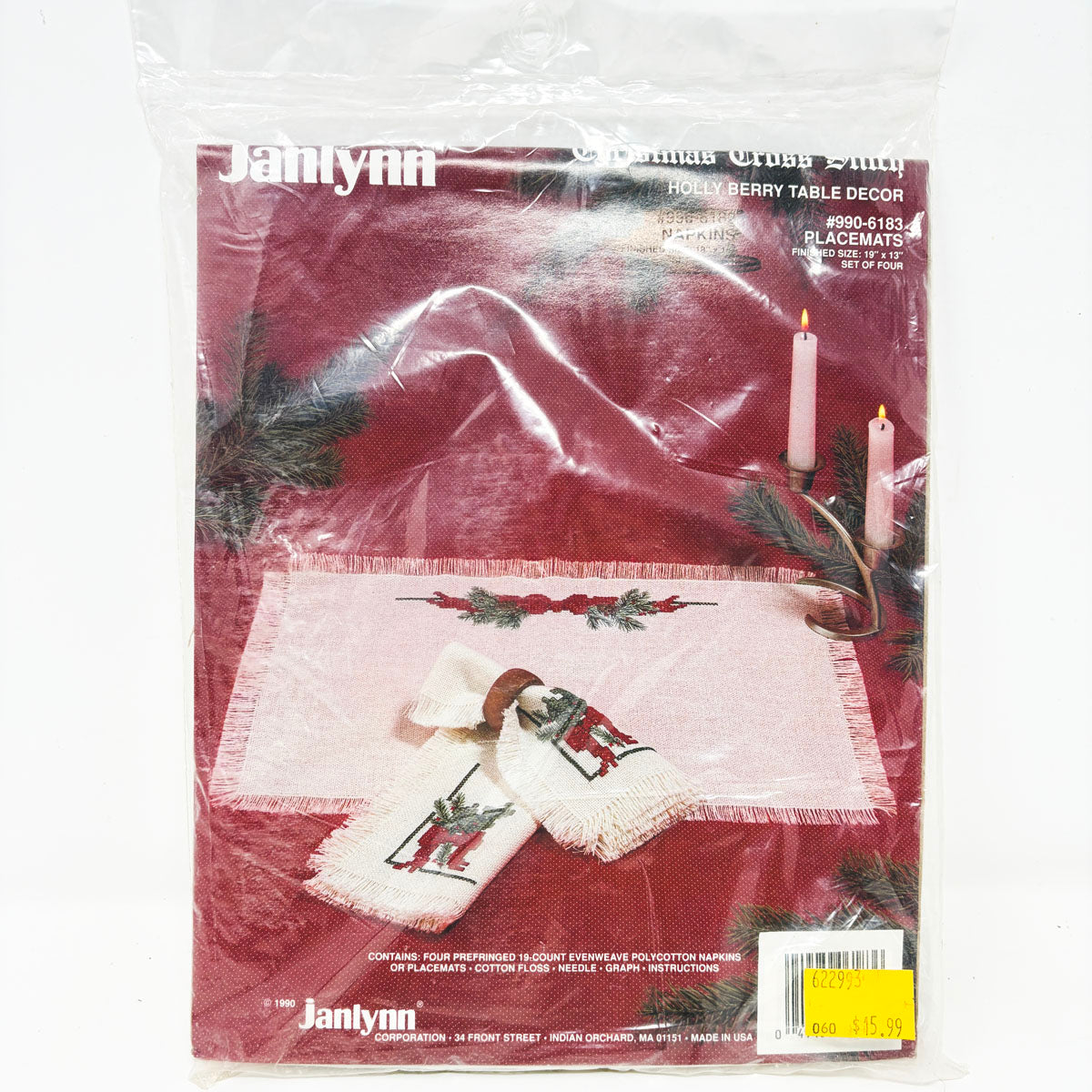 Janlynn- Holly Berry Table Decor Cross Stitch Kit