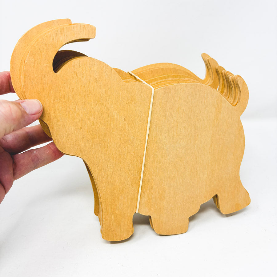 Bundle of 14 Unfinished Wood Elephants
