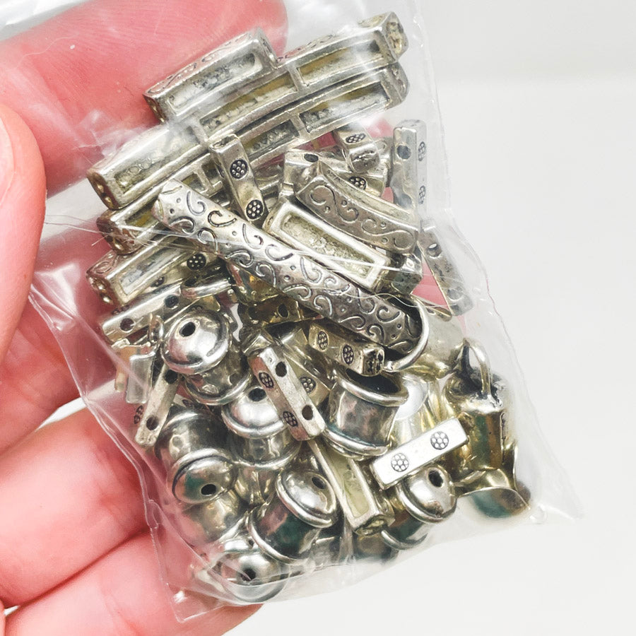 Silver Bell and Bar Bead Bundle