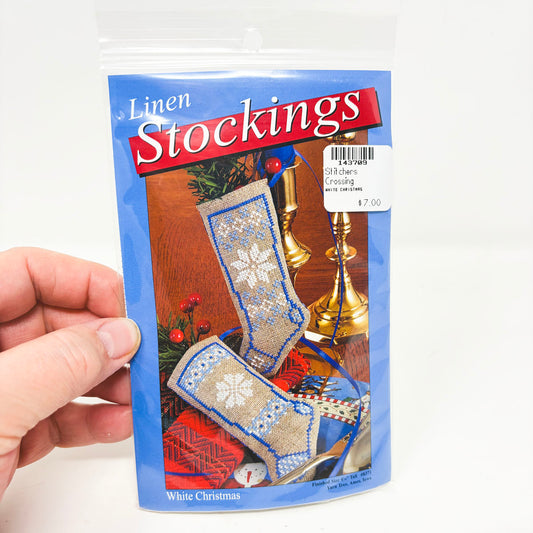 Linen Stocking- White Christmas