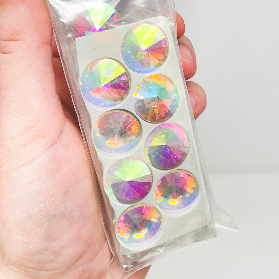 Iridescent Round Crafting Jewels 1/2" diameter