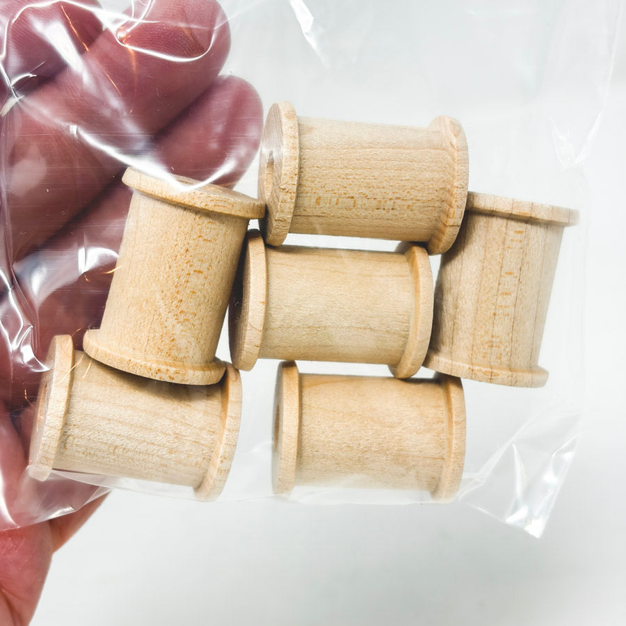 Six Unfinished Wood Spools