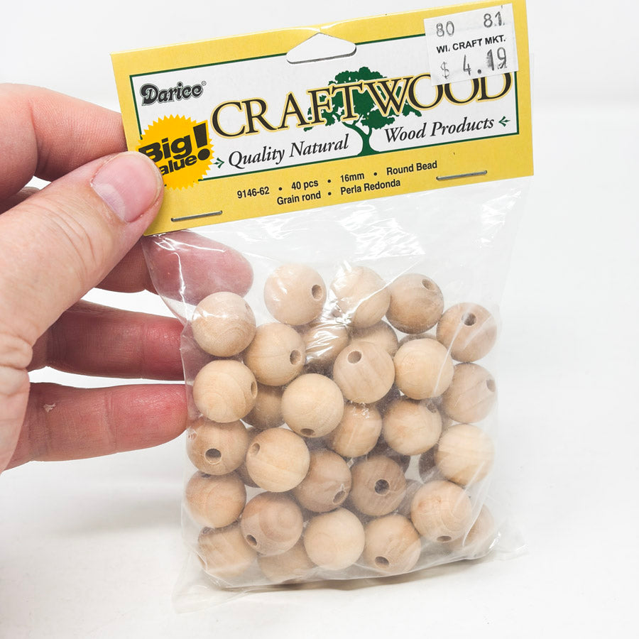 Big Value Craftwood Wood Round Beads