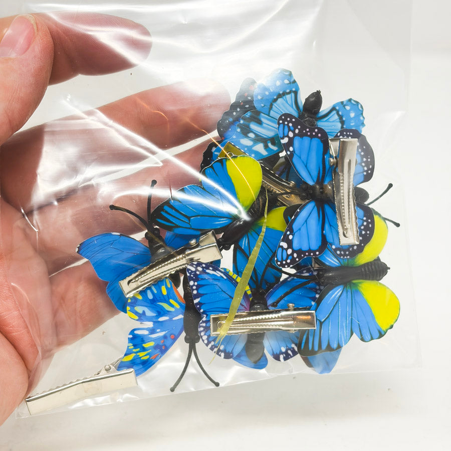 Blue Plastic Butterfiles with Clips