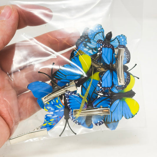 Blue Plastic Butterfiles with Clips