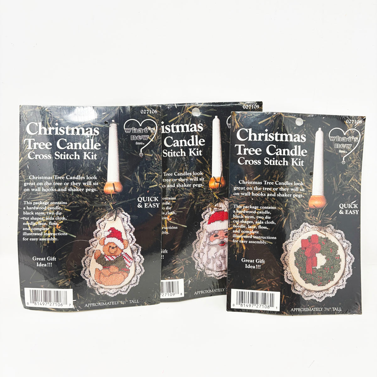 What's Up Inc.- Christmas Tree Candle Cross Stitch Kit- You Choose