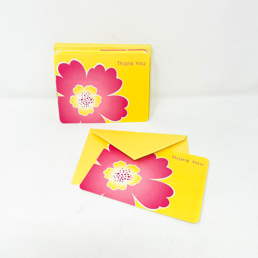 Yellow and Pink Thank You Cards and Envelopes Set - 14ct