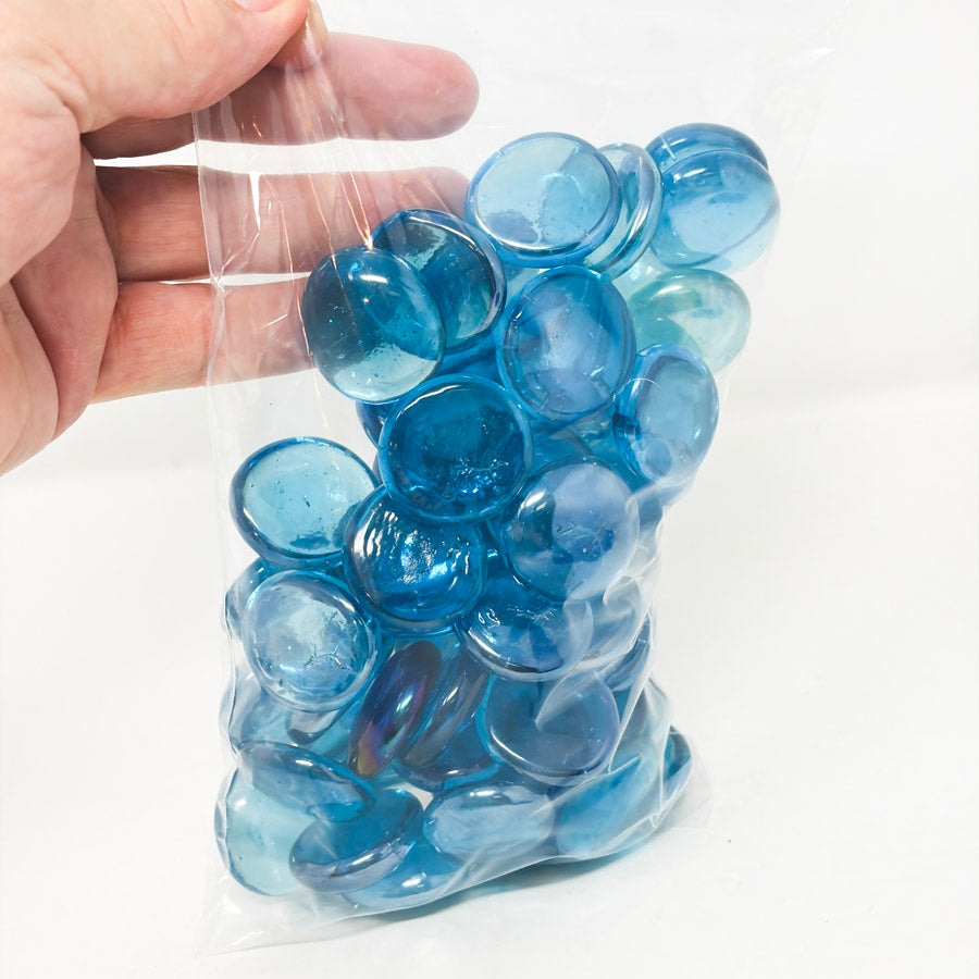 Blue Flat Glass Marbles (1)