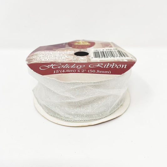 White Glitter Wire Edge Ribbon